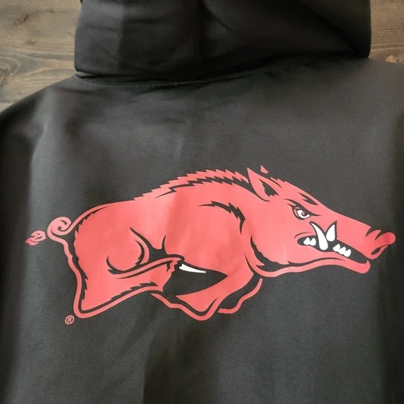 VICTORIAS SECRET PINK ARKANSAS RAZORBACKS WINDBREAKER HOODIE XS Black - Picture 5 of 11